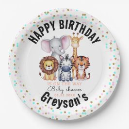 Wild One Safari Animals Boy Baby shower Papieren Bordje