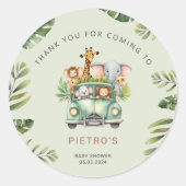Wild One Safari Animals Boy Baby shower Ronde Sticker (Voorkant)