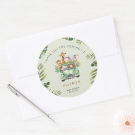 Wild One Safari Animals Boy Baby shower Ronde Sticker