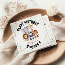 Wild One Safari Animals Boy Baby shower Servet