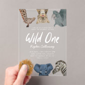 Wild One Safari Animals Boy Birthday Party Acryl Uitnodigingen (Insitu (Draagbaar))