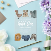 Wild One Safari Animals Boy Birthday Party Acryl Uitnodigingen (Insitu (Huwelijk))