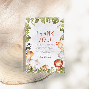 Wild One Safari Animals Boy Birthday Party Bedankkaart