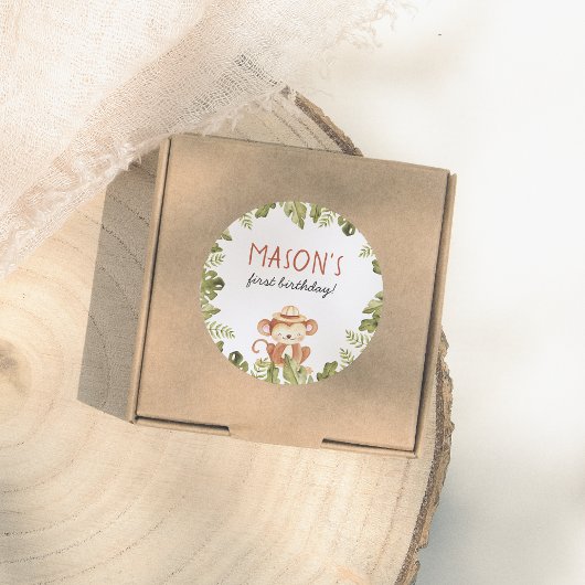 Wild One Safari Animals Boy Birthday Party Ronde Sticker