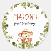 Wild One Safari Animals Boy Birthday Party Ronde Sticker (Voorkant)