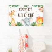 Wild One Safari Animals boys Birthday Party Banner (Insitu)