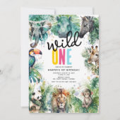 Wild ONE' Safari Animals Cool 1st Birthday Kaart (Voorkant)