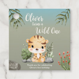 Wild One Safari Animals Cute Tiger 1st Birthday Bedankjes Labels