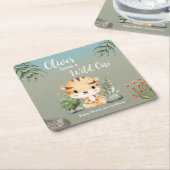 Wild One Safari Animals Cute Tiger 1st Birthday Kartonnen Onderzetters (Schuin)
