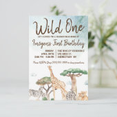 Wild One Safari Animals eerste verjaardag Kaart (Staand voorkant)