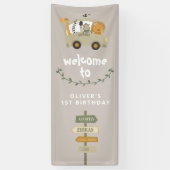 Wild One Safari Animals First Birthday Banner (Verticaal)