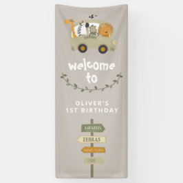 Wild One Safari Animals First Birthday Banner