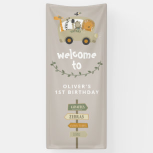 Wild One Safari Animals First Birthday Banner