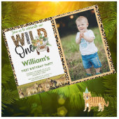 Wild One Safari Animals First Birthday Boy Kaart