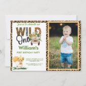 Wild One Safari Animals First Birthday Boy Kaart (Voorkant)