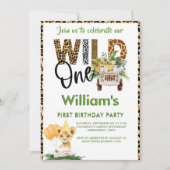 Wild One Safari Animals First Birthday Boy Kaart (Voorkant)