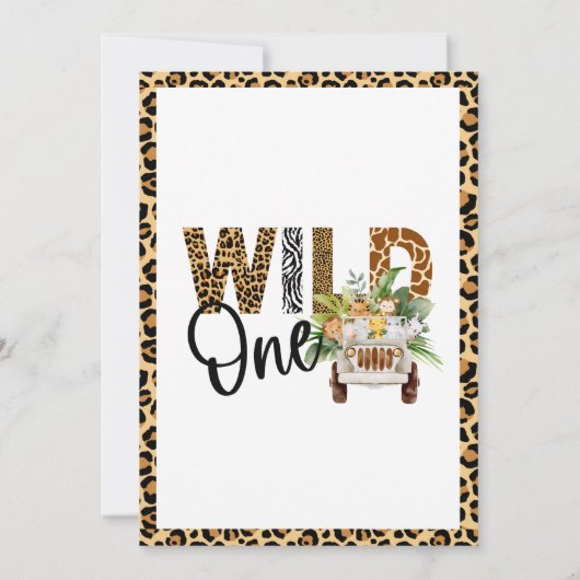 Wild One Safari Animals First Birthday Boy Kaart (Achterkant)