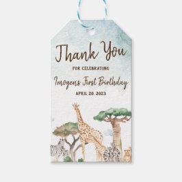 Wild One Safari Animals First Birthday Cadeaulabel