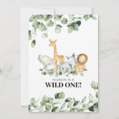 Wild One Safari Animals First Birthday Invitation Kaart (Achterkant)