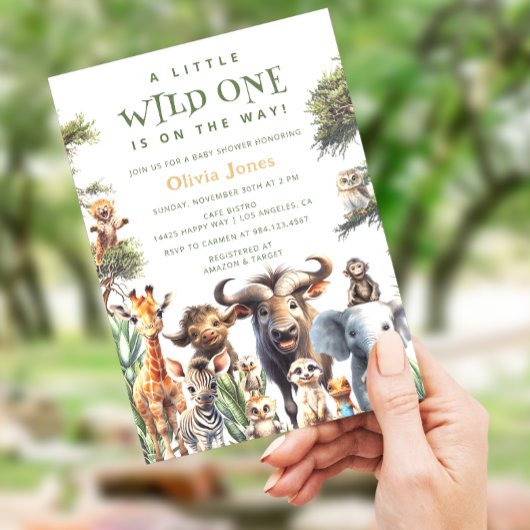 Wild One Safari Animals Geslacht Neutraal Baby sho Kaart