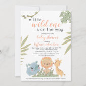 Wild One Safari Animals Girl Baby shower Kaart (Voorkant)