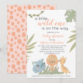Wild One Safari Animals Girl Baby shower Kaart (Voorkant / Achterkant)