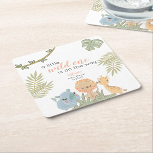 Wild One Safari Animals Girl Baby shower Kartonnen Onderzetters