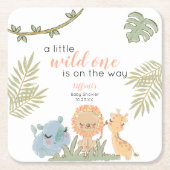 Wild One Safari Animals Girl Baby shower Kartonnen Onderzetters (Voorkant)