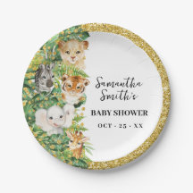 Wild One Safari Animals Gold Glitter Baby shower