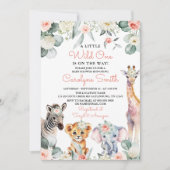 Wild One Safari Animals Greenery Baby shower Meisj Kaart (Voorkant)