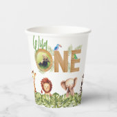 Wild One Safari Animals kregen de eerste verjaarda Papieren Bekers (Voorkant)