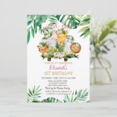 Wild One Safari Animals, laat 1 zaterdag achter Kaart (Staand voorkant)