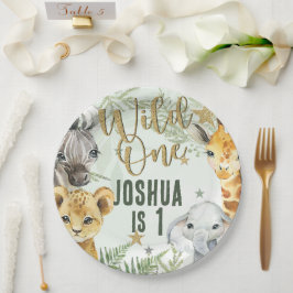 Wild One Safari Animals Papieren Borden Papieren Bordje