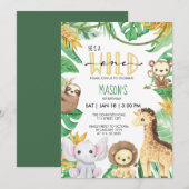 Wild One Safari Animals Party Oerwoud Birthday Kaart (Voorkant / Achterkant)