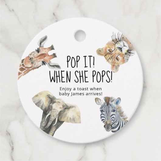 Wild One Safari Animals - POP IT! Als ze poppen Bedankjes Labels (Voorkant)