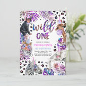 Wild One Safari Animals Rainbow Cheetah Birthday I Kaart (Staand voorkant)