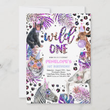 Wild One Safari Animals Rainbow Cheetah Birthday I