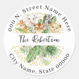 Wild One Safari Animals Return Address Ronde Sticker
