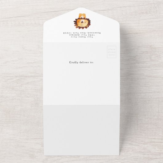 Wild One Safari Baby shower Boy All In One Uitnodiging (Buitenkant)