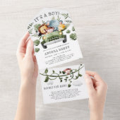 Wild One Safari Baby shower Boy All In One Uitnodiging (Afscheurbaar)