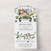 Wild One Safari Baby shower Boy All In One Uitnodiging (Binnen)
