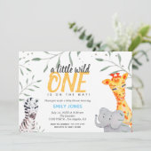Wild One Safari Baby shower Boy Kaart (Staand voorkant)