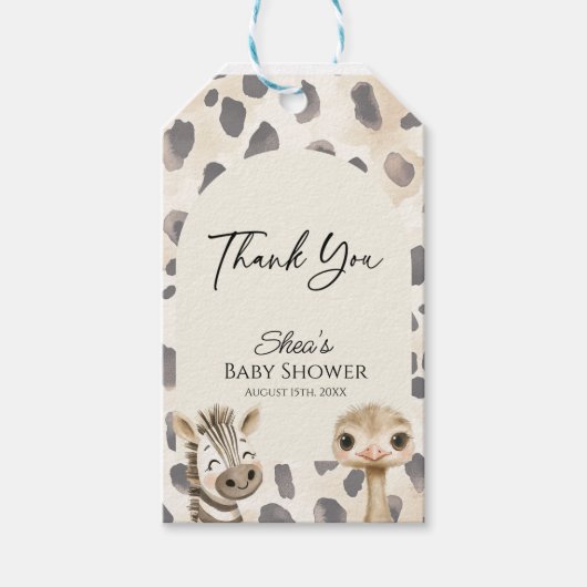 Wild One Safari Baby Shower Cadeaulabel (Voorkant)