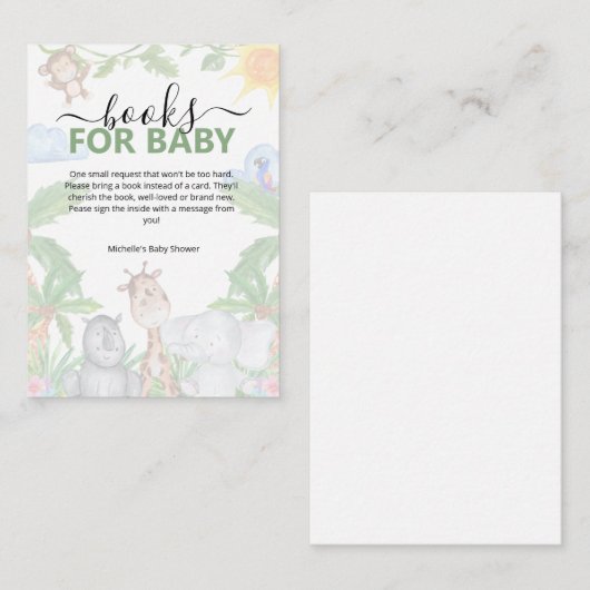 Wild One safari Baby shower Enclosure Card Informatiekaartje (Voorkant / Achterkant)