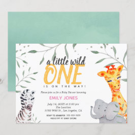 Wild One Safari Baby shower Girl Uitnodiging