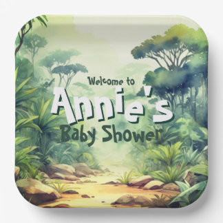 Wild One Safari Baby shower Groen Papieren Bordje