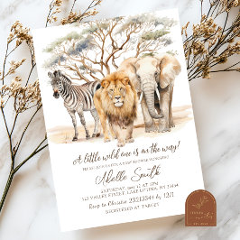 Wild One Safari Baby shower Invitation Kaart