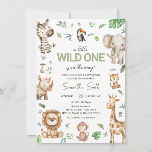 Wild One Safari Baby shower Kaart (Voorkant)