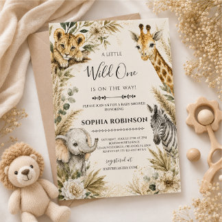 Wild One Safari Baby Shower Kaart