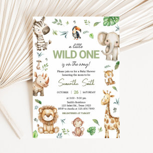 Wild One Safari Baby shower Kaart